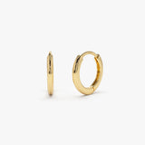 14k Gold Mini Plain Huggies - GeumJewels