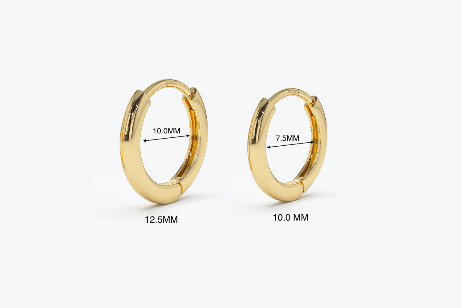 14k Gold Mini Plain Huggies - GeumJewels