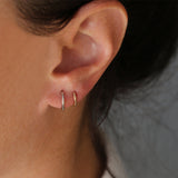 14k Gold Mini Plain Huggies - GeumJewels