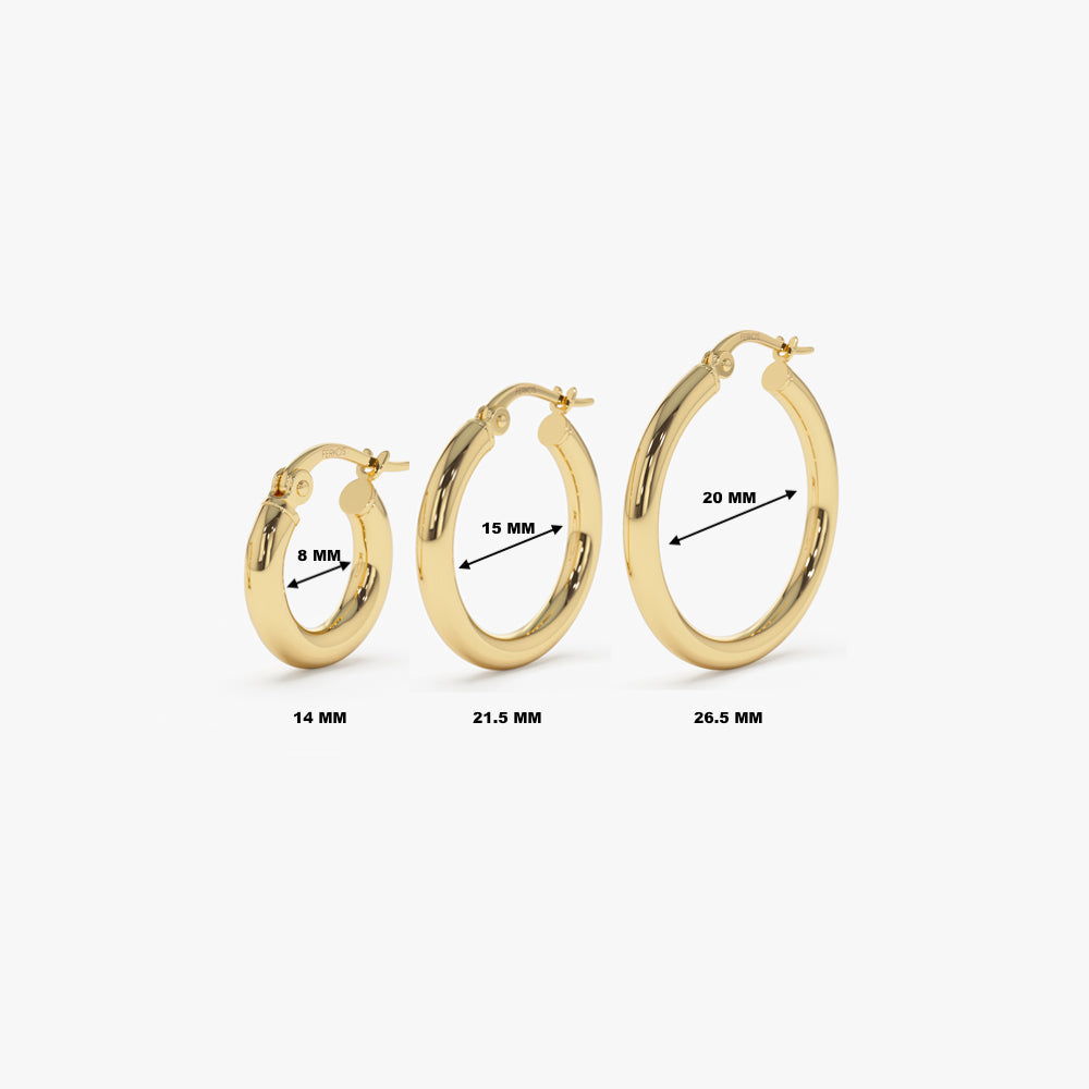 14k Gold Hoops 14-21.5-26.5 MM - GeumJewels