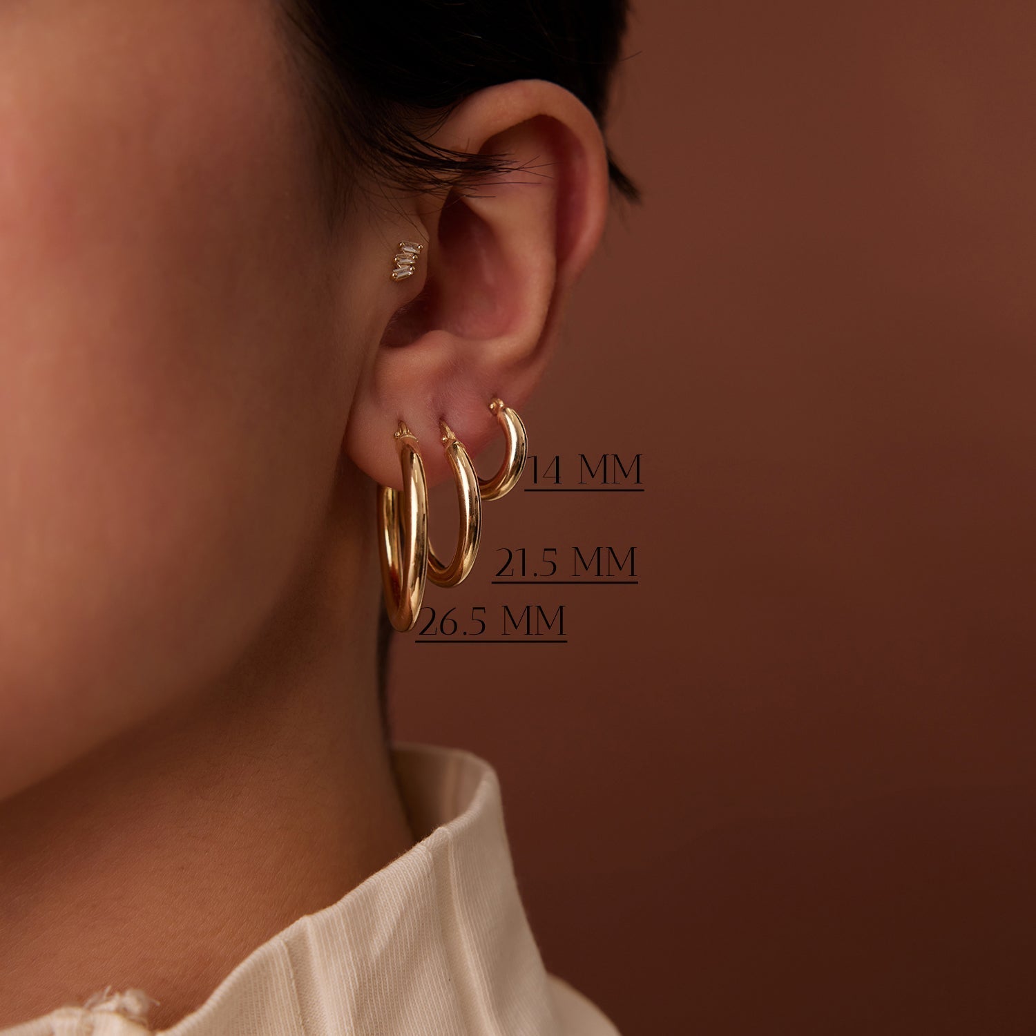 14k Gold Hoops 14-21.5-26.5 MM - GeumJewels