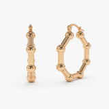 14k Beaded Tube Hoop Earrings - GeumJewels