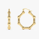 14k Beaded Tube Hoop Earrings - GeumJewels