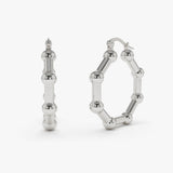 14k Beaded Tube Hoop Earrings - GeumJewels