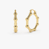 14k Beaded Tube Hoop Earrings - GeumJewels