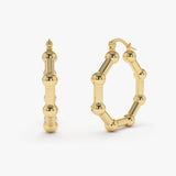 14k Beaded Tube Hoop Earrings - GeumJewels