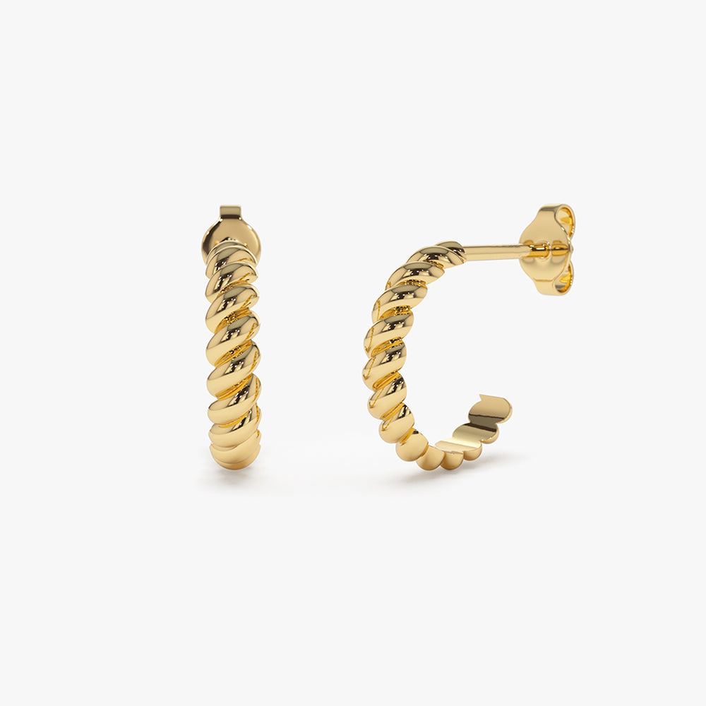14k Braided 3MM Twist Earrings - GeumJewels