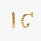 14k Braided 3MM Twist Earrings - GeumJewels