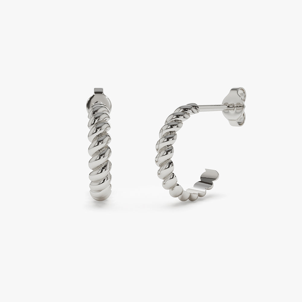 14k Braided 3MM Twist Earrings - GeumJewels