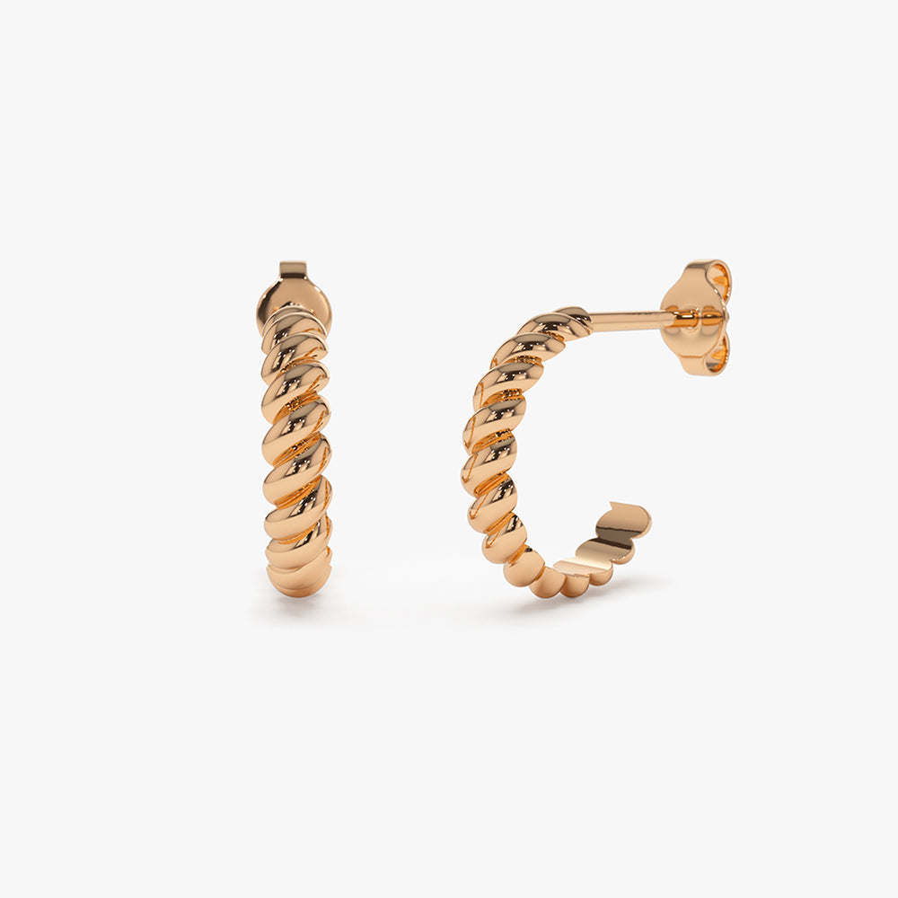 14k Braided 3MM Twist Earrings - GeumJewels