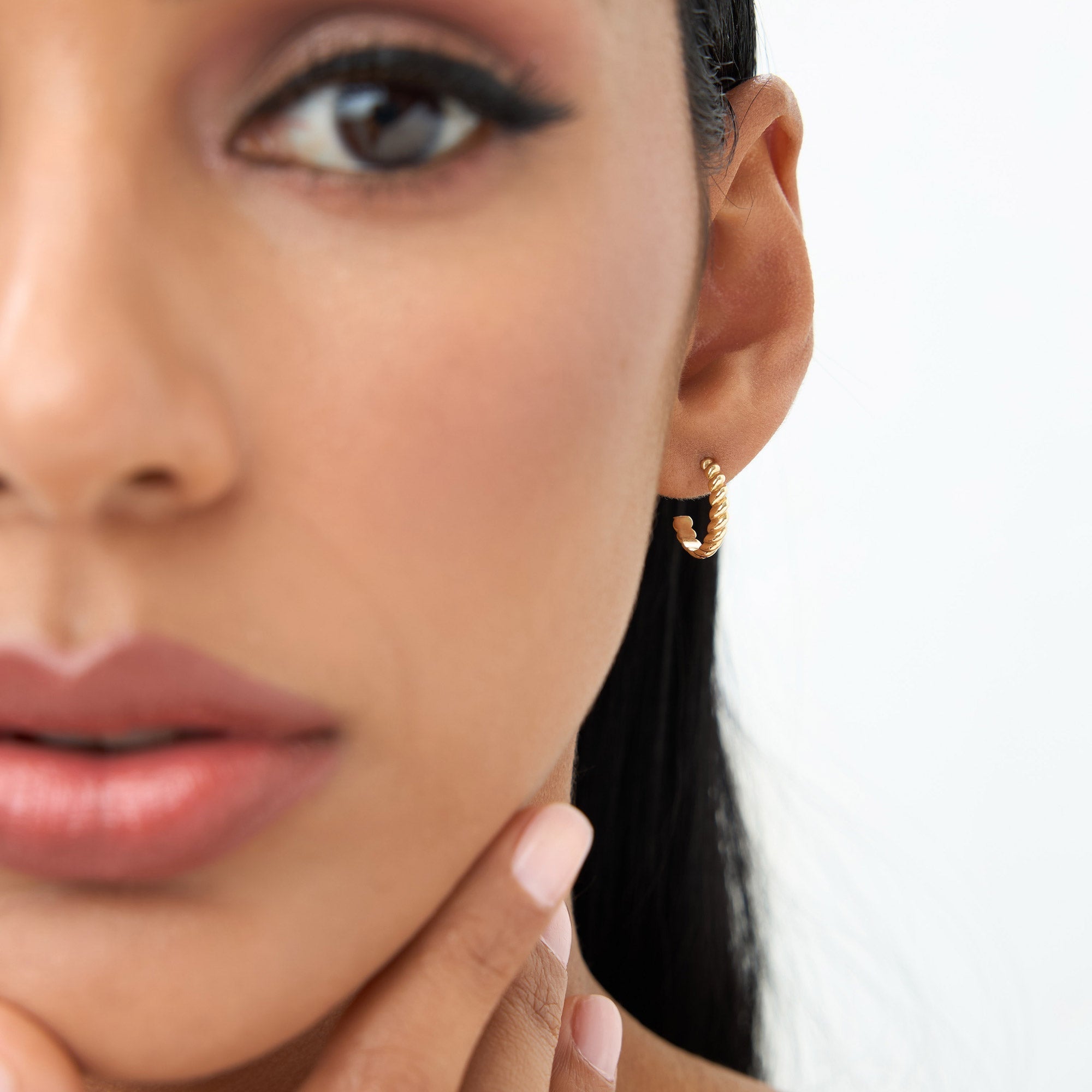 14k Braided 3MM Twist Earrings - GeumJewels
