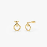 14k Dainty Circle Drop Earrings - GeumJewels
