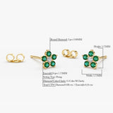 14K Emerald and Diamond Flower Studs - GeumJewels