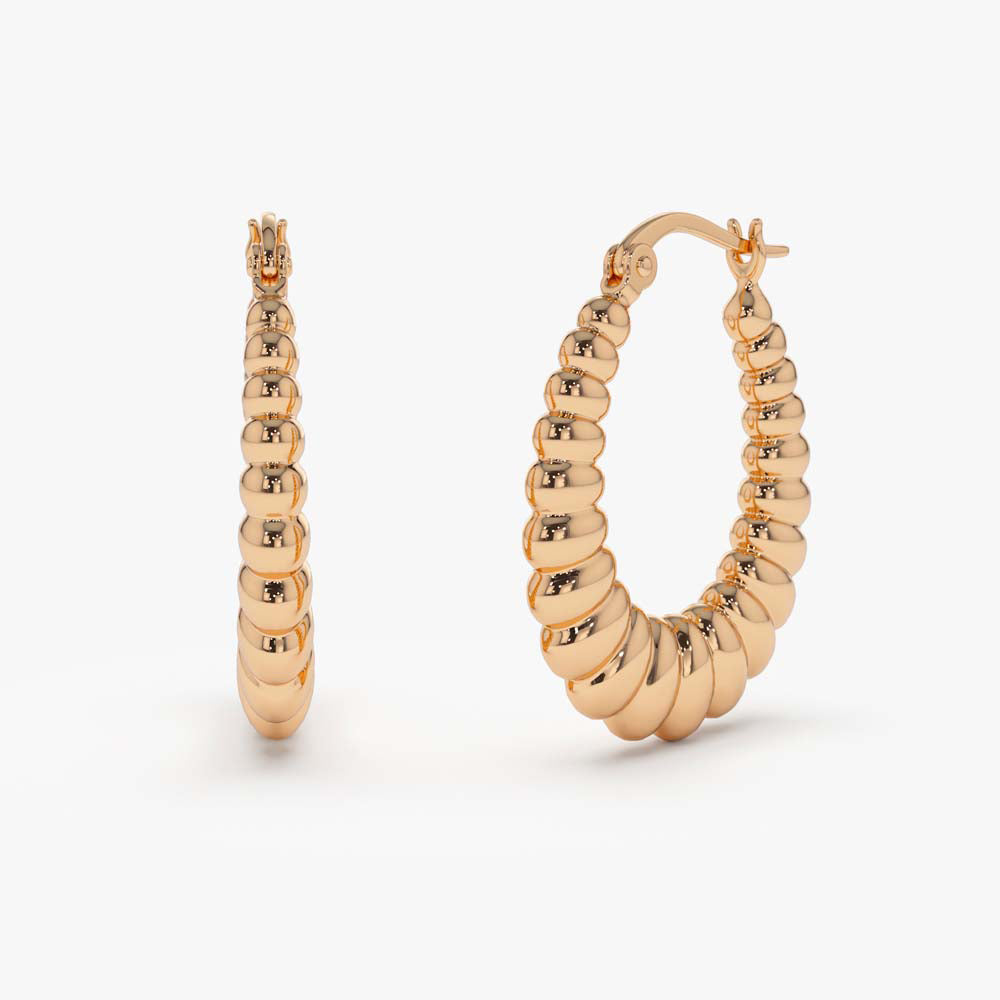 14k Gold Bold Twisted Women's Earrings - GeumJewels