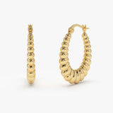 14k Gold Bold Twisted Women's Earrings - GeumJewels