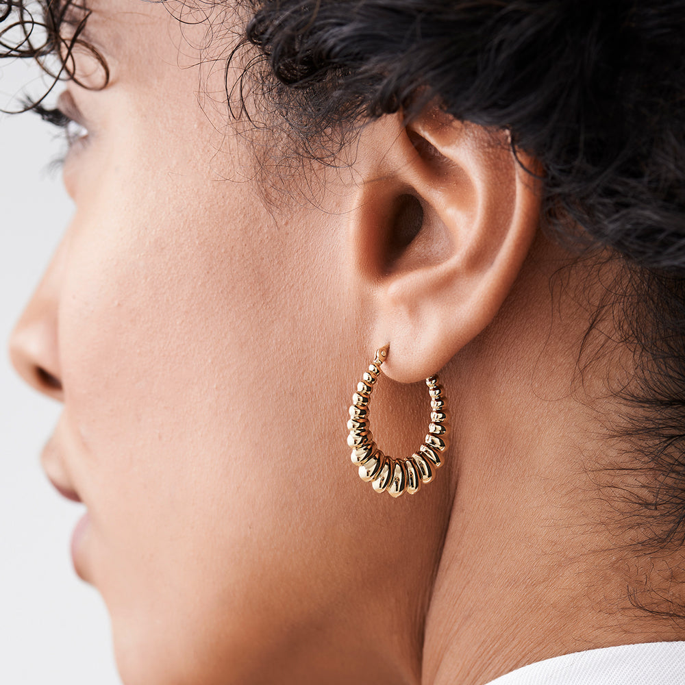 14k Gold Bold Twisted Women's Earrings - GeumJewels