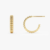 14k Gold Bubble C Hoop Earrings - GeumJewels
