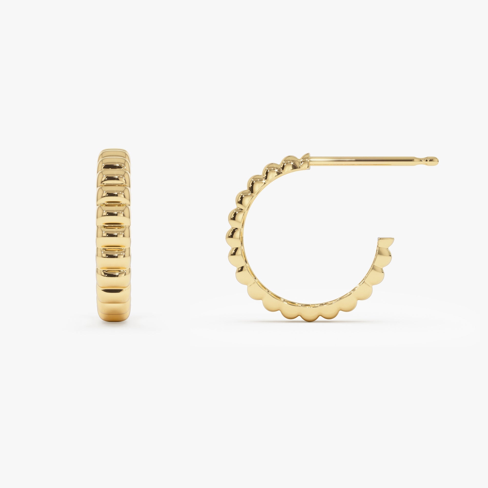 14k Gold Bubble C Hoop Earrings - GeumJewels