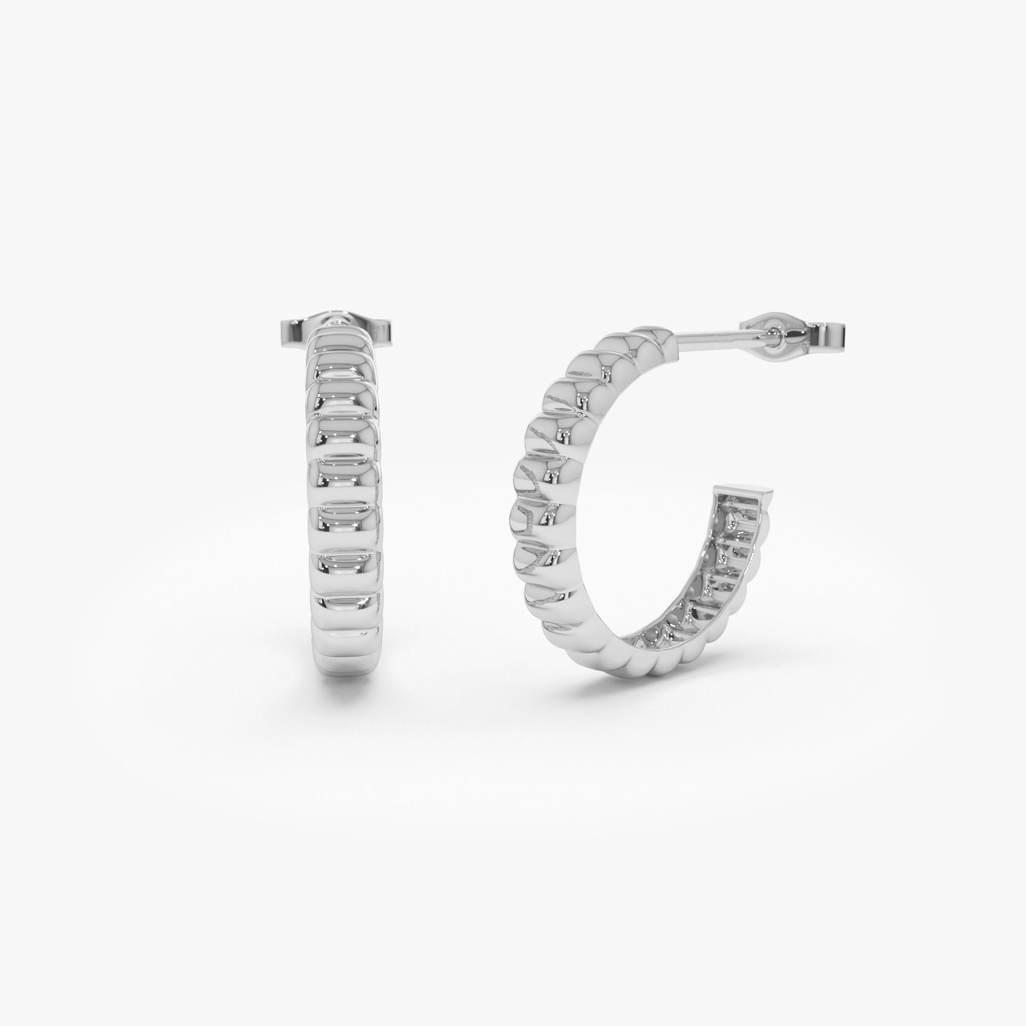 14k Gold Bubble C Hoop Earrings - GeumJewels