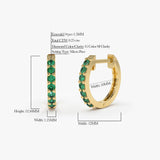 14K Gold Emerald Huggie Hoop Earrings - GeumJewels