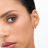 14K Gold Emerald Huggie Hoop Earrings - GeumJewels