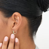 14K Gold Emerald Huggie Hoop Earrings - GeumJewels