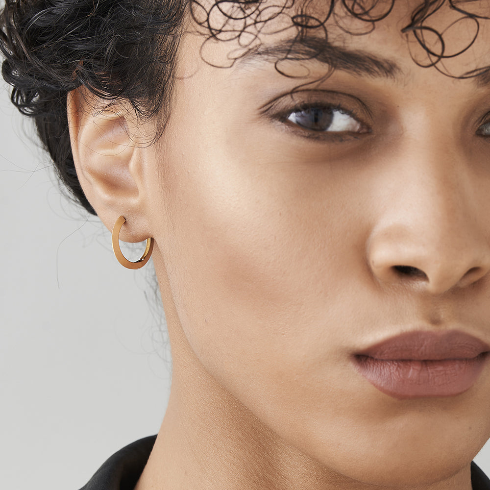 14k Gold Flat Hoop Earrings - GeumJewels