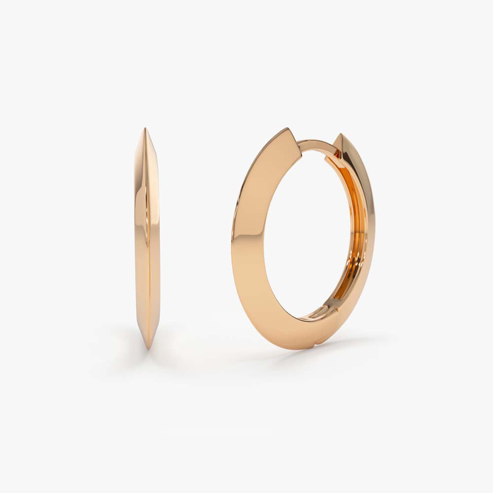 14k Gold Flat Hoop Earrings - GeumJewels