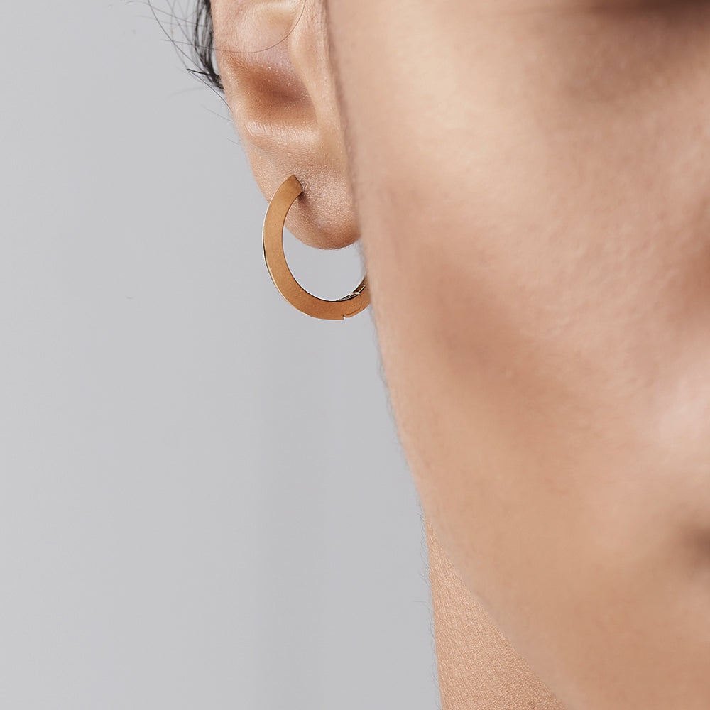 14k Gold Flat Hoop Earrings - GeumJewels