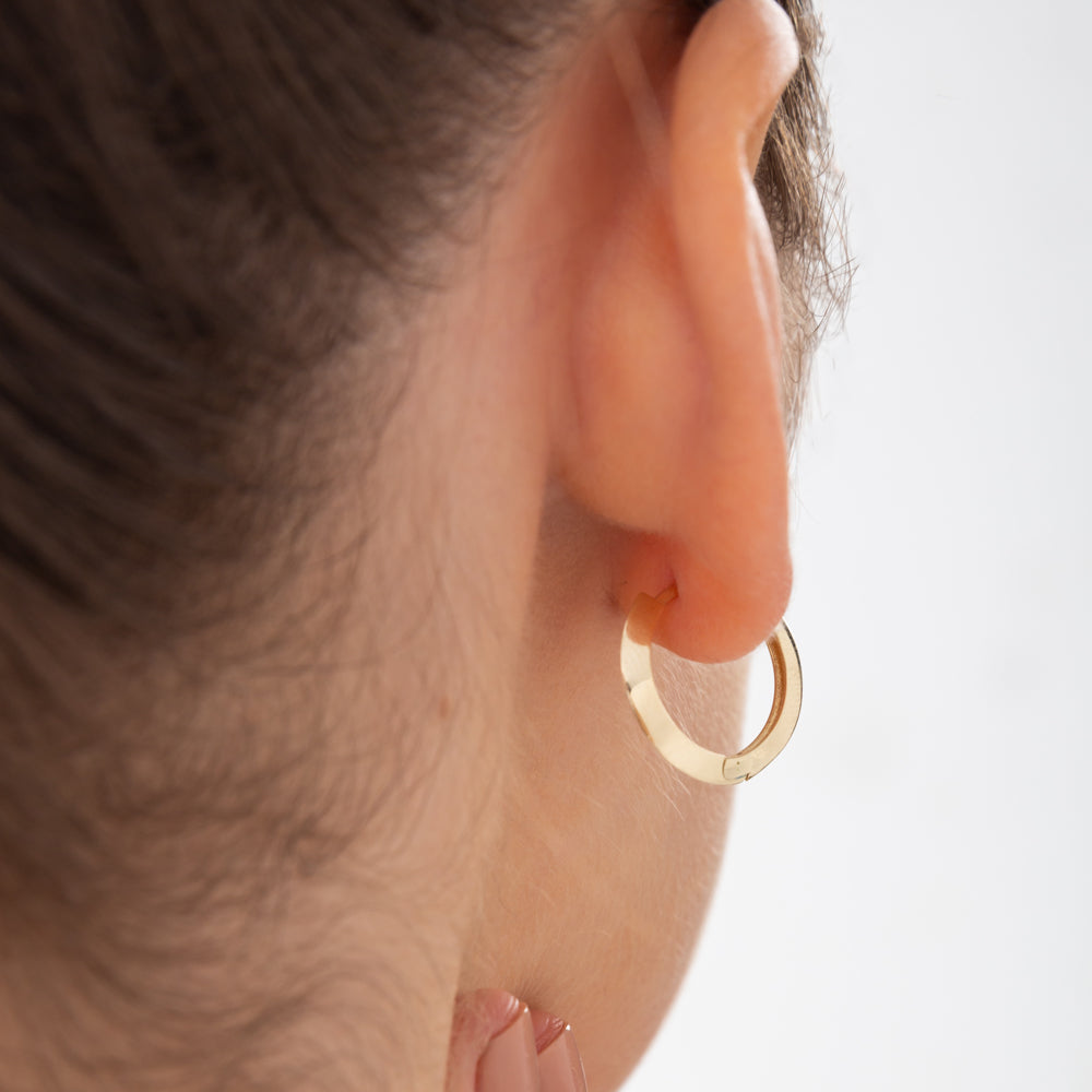 14k Gold Flat Hoop Earrings - GeumJewels