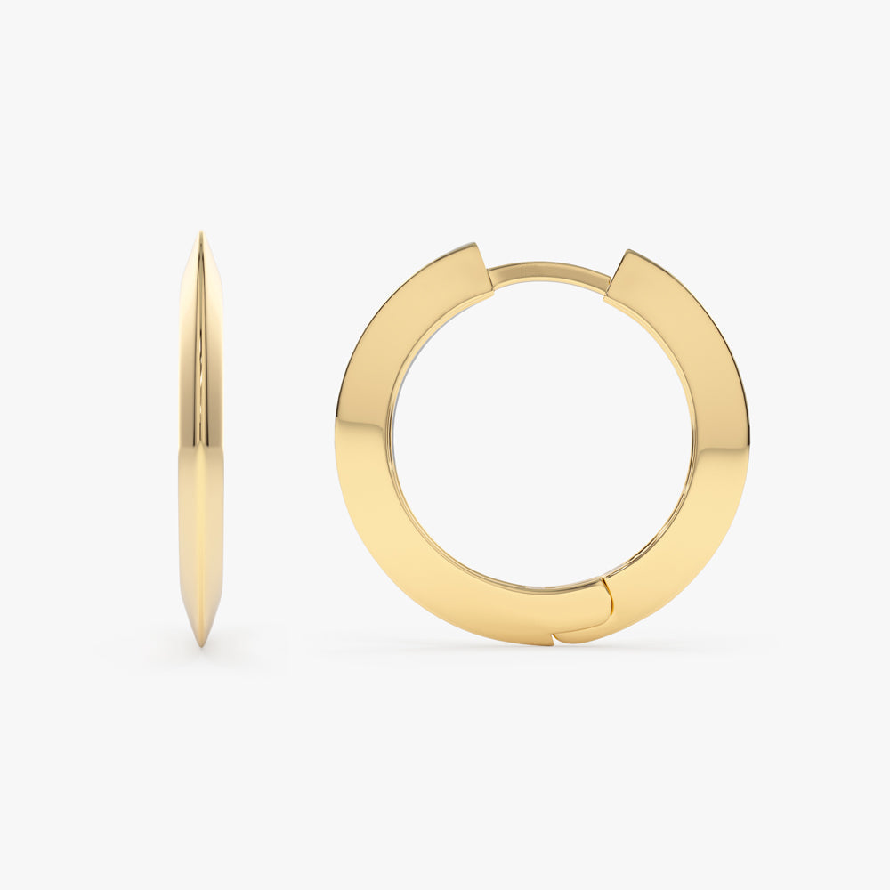 14k Gold Flat Hoop Earrings - GeumJewels