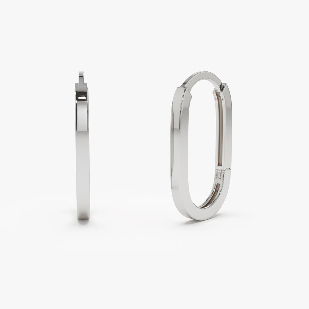 14k Gold Paperclip Hoop Earrings - GeumJewels