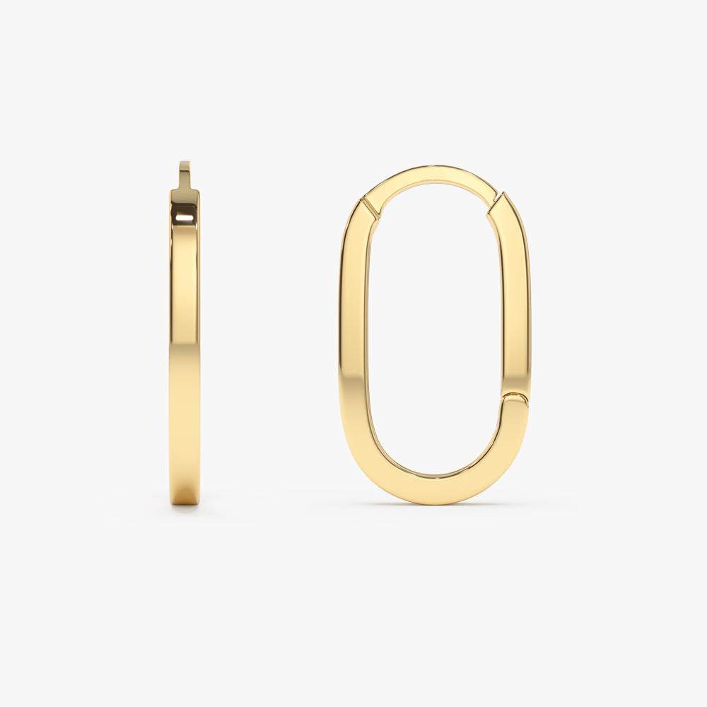 14k Gold Paperclip Hoop Earrings - GeumJewels