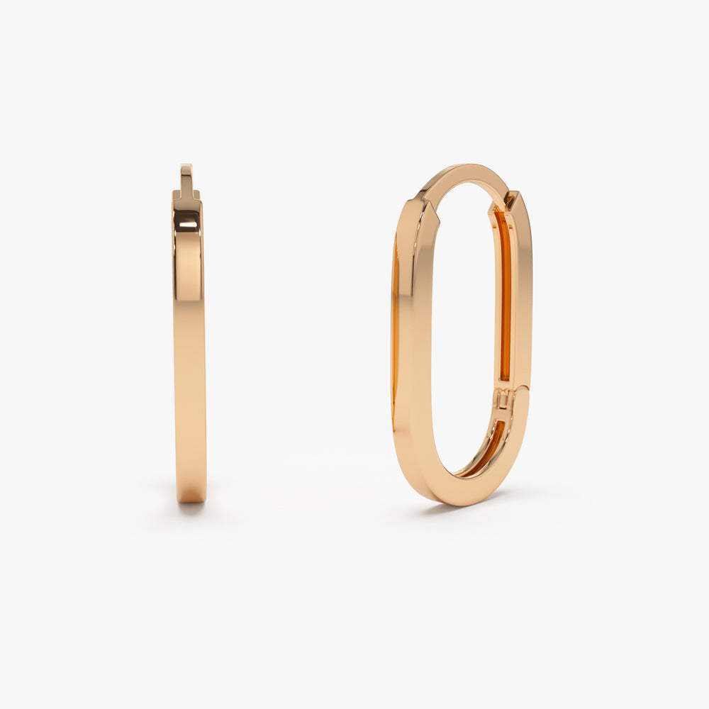 14k Gold Paperclip Hoop Earrings - GeumJewels