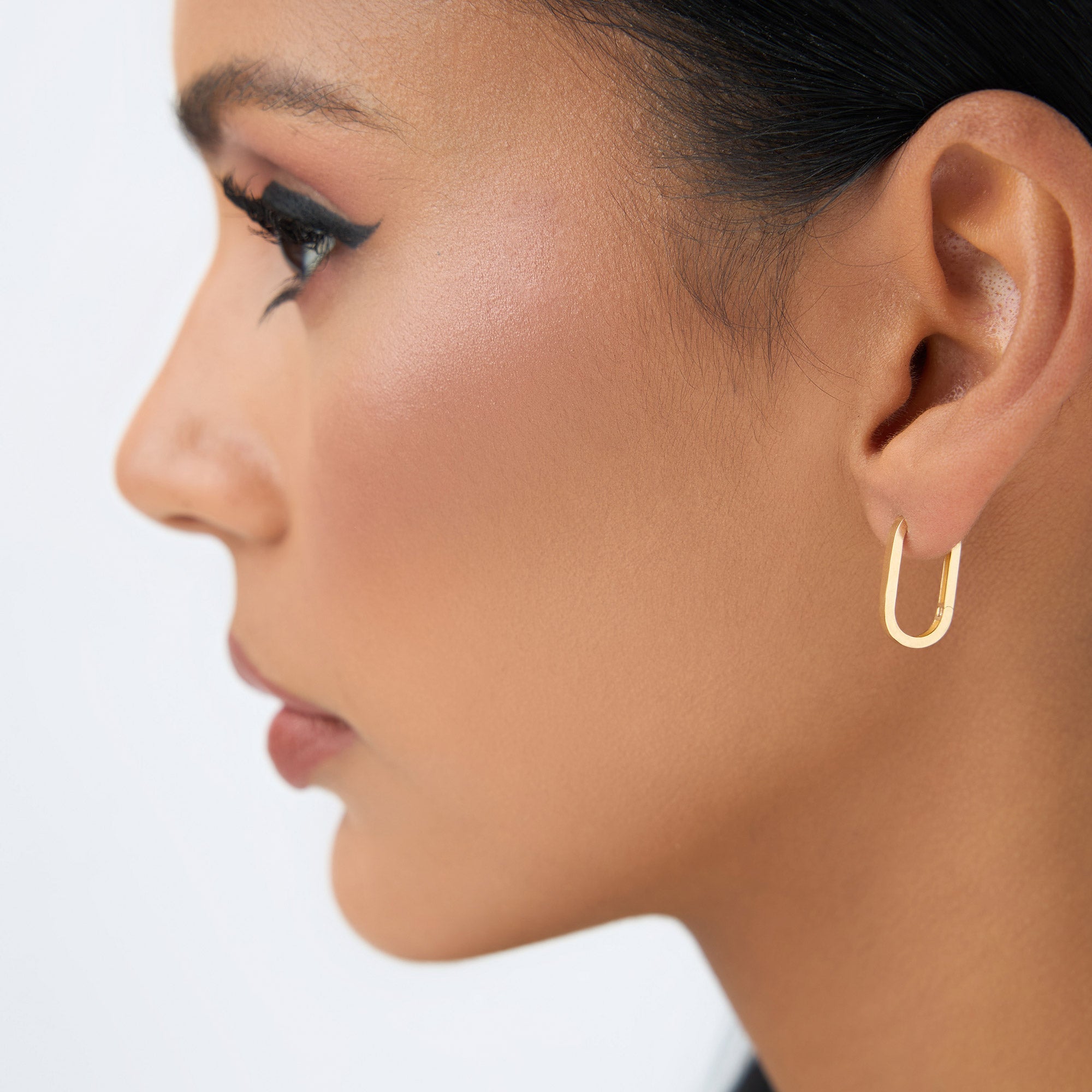 14k Gold Paperclip Hoop Earrings - GeumJewels