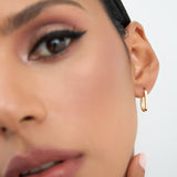 14k Gold Paperclip Hoop Earrings - GeumJewels
