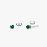 14K Gold Round Cut Emerald Stud Earrings - GeumJewels