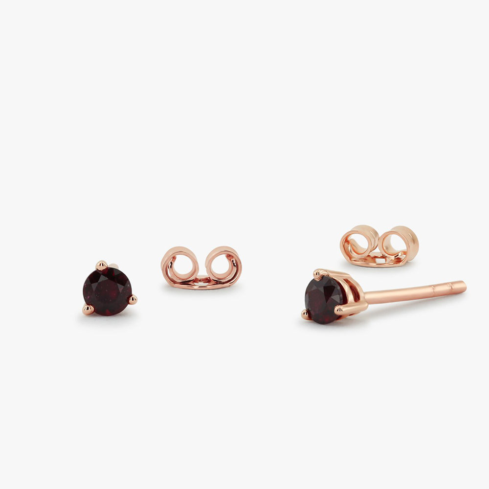 14K Gold Round Cut Ruby Stud Earrings - GeumJewels