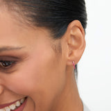 14K Gold Ruby Huggie Hoop Earrings - GeumJewels