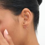 14K Gold Ruby Huggie Hoop Earrings - GeumJewels