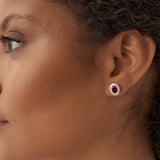 14k Ruby and Baguette Diamond Ballerina Stud Earrings - GeumJewels