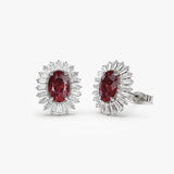 14k Ruby and Baguette Diamond Ballerina Stud Earrings - GeumJewels