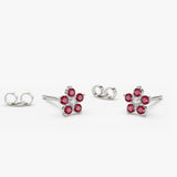 14K Ruby and Diamond Flower Studs - GeumJewels