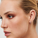 14k Ruby and Round Diamond Hoop Earrings - GeumJewels