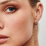 14k Ruby and Round Diamond Hoop Earrings - GeumJewels