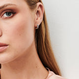 14k Sapphire and Round Diamond Hoop Earrings - GeumJewels
