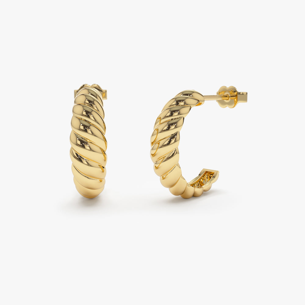 14k Solid Gold Croissant Earrings - GeumJewels
