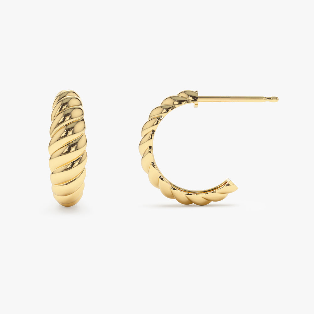 14k Solid Gold Croissant Earrings - GeumJewels