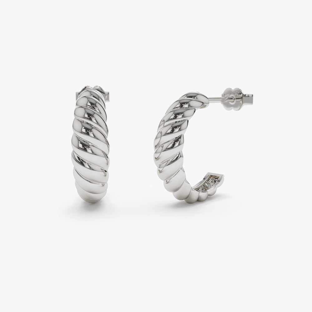 14k Solid Gold Croissant Earrings - GeumJewels
