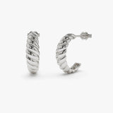 14k Solid Gold Croissant Earrings - GeumJewels